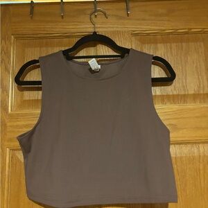 Yogalicious Brown Sleeveless Crop Top